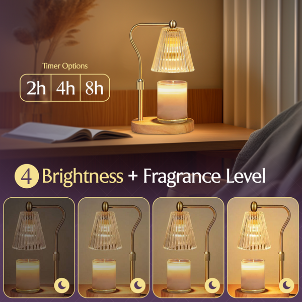 Candle Warmer Lamp Gift Set with Scented Candle – Adjustable Height & 4-Level Dimmer & Timer