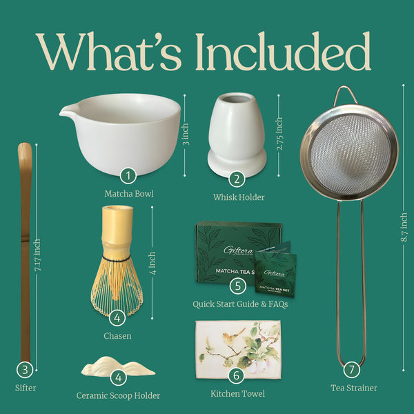Matcha Whisk Set - Complete 7 Piece Matcha Kit (White)